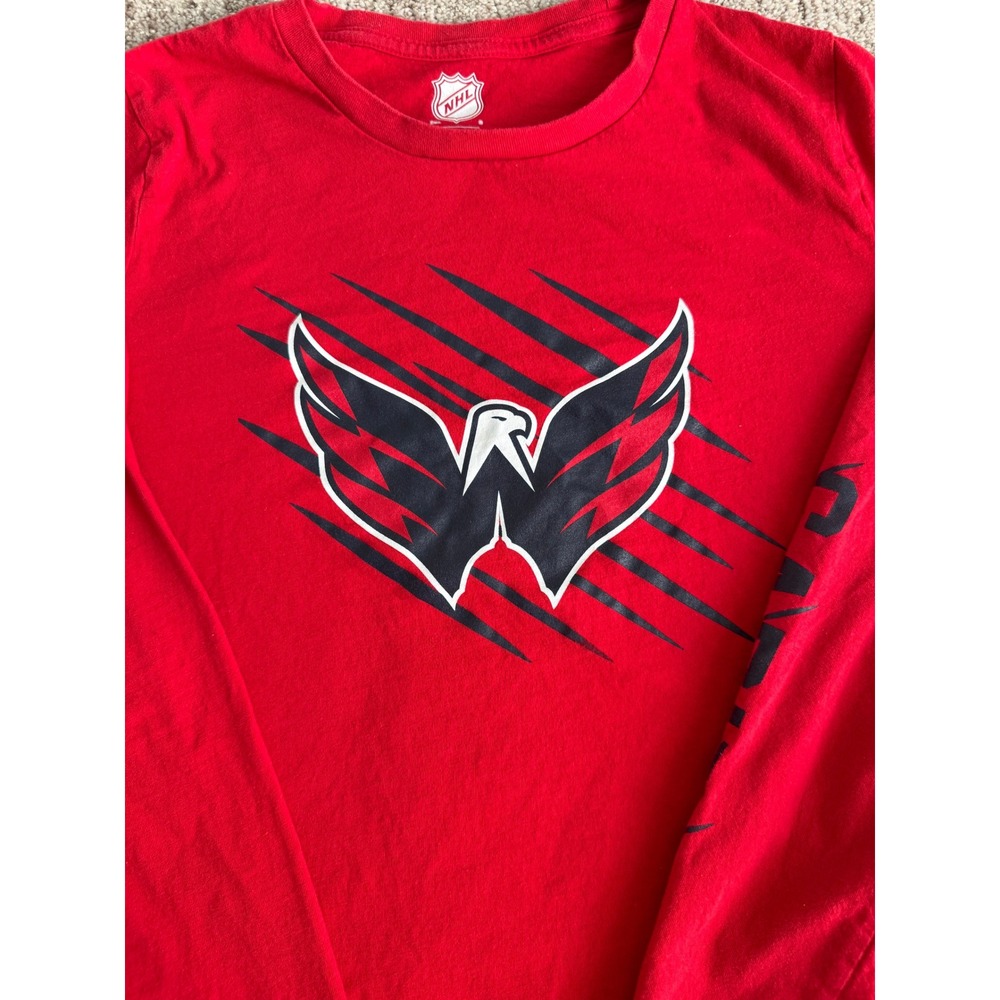 NHL Washington Capitals Youth Red Long Sleeve Weagle Graphic T-Shirt Kids 14/16
